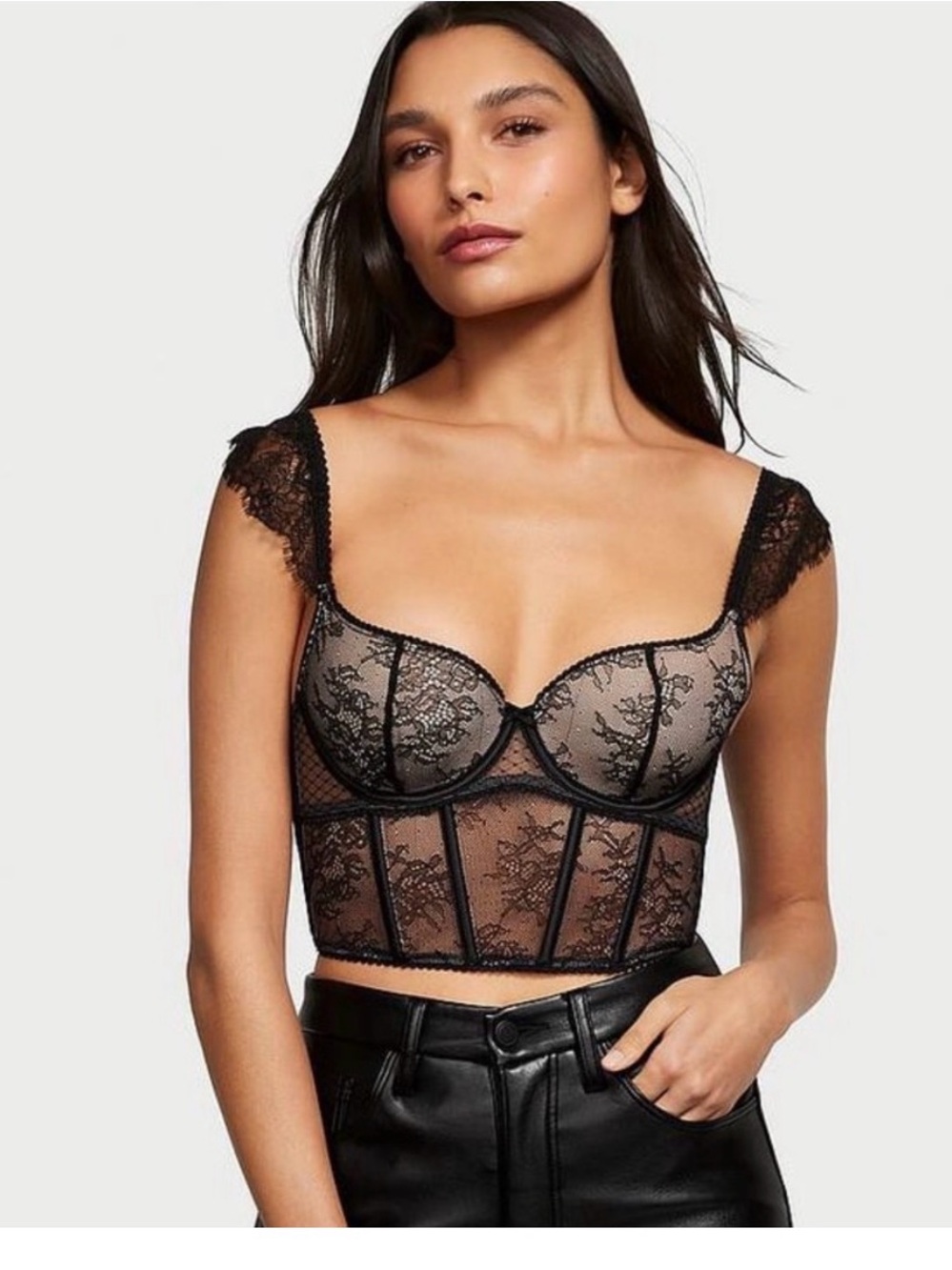 victorias secret black corset top XS